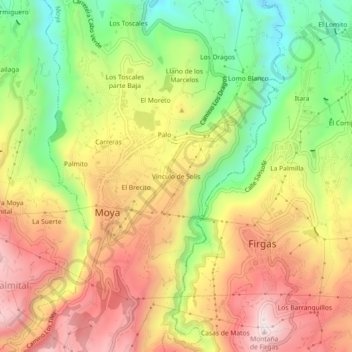 Carte topographique Vínculo de Solís, altitude, relief
