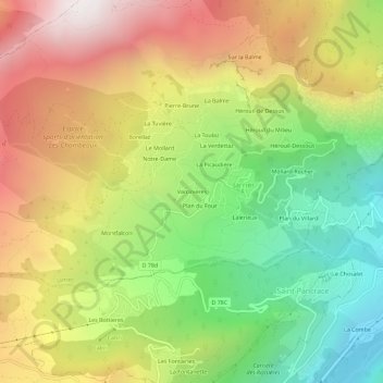 Carte topographique Varcinières, altitude, relief
