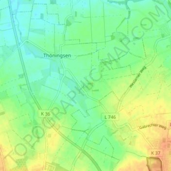Carte topographique Kutmecke, altitude, relief