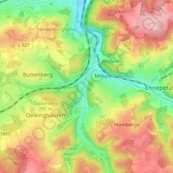 Carte topographique Timpen, altitude, relief