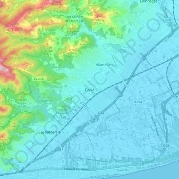 Carte topographique Gavà, altitude, relief