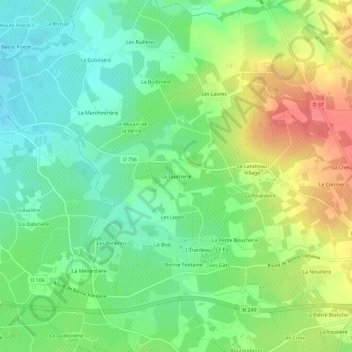 Carte topographique La Tournerie, altitude, relief