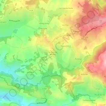 Carte topographique Le Quartier Mandrin, altitude, relief