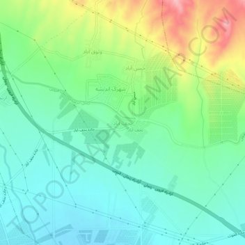 Carte topographique نجف آباد, altitude, relief