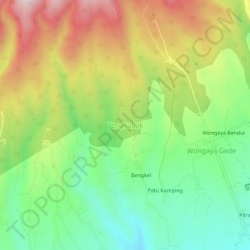 Carte topographique Tengkudak, altitude, relief