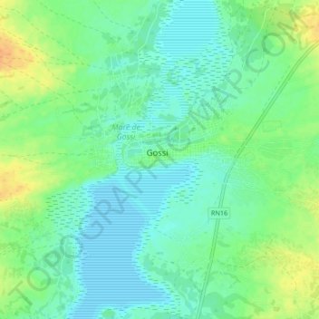 Carte topographique Gossi, altitude, relief