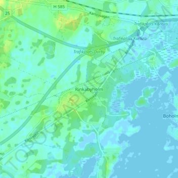 Carte topographique Rinkabyholm, altitude, relief