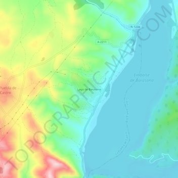 Carte topographique Lago de Barasona, altitude, relief