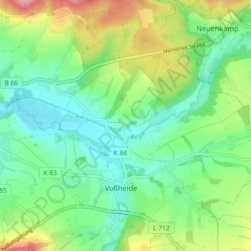 Carte topographique Vogelhorst, altitude, relief