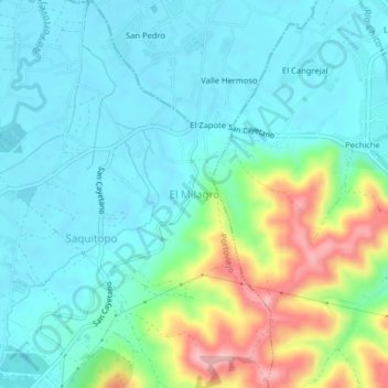 Carte topographique El Milagro, altitude, relief