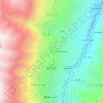 Carte topographique Shampon, altitude, relief