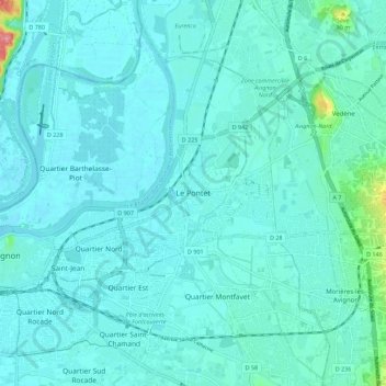 Carte topographique Le Pontet, altitude, relief