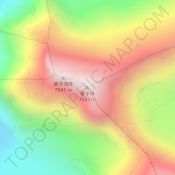 Carte topographique 章子峰, altitude, relief