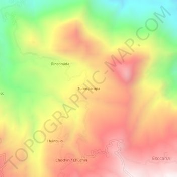Carte topographique Tunaspampa, altitude, relief