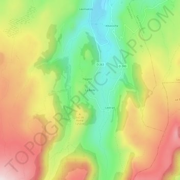 Carte topographique La Bade, altitude, relief