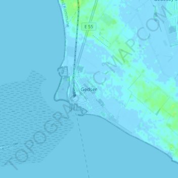 Carte topographique Gedser, altitude, relief