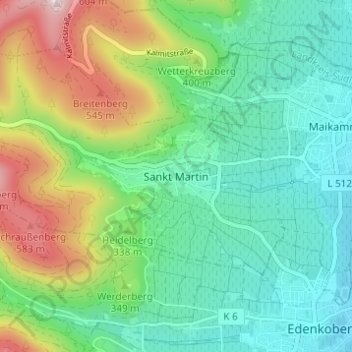 Carte topographique Sankt Martin, altitude, relief