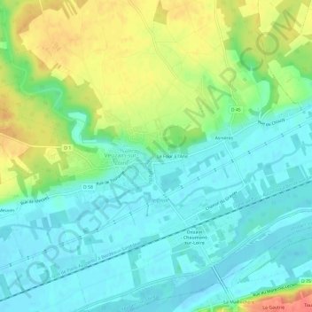 Carte topographique Le Pont d'Ouchet, altitude, relief