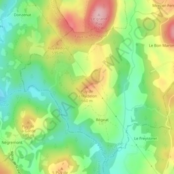 Carte topographique Puy de la Madelon, altitude, relief