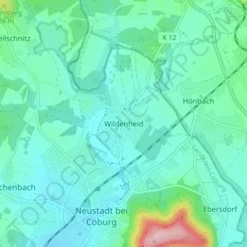 Carte topographique Wildenheid, altitude, relief