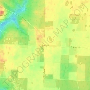 Carte topographique New York, altitude, relief