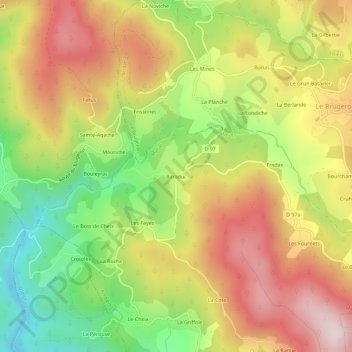 Carte topographique Baraduc, altitude, relief