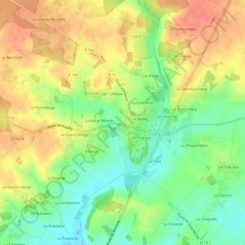 Carte topographique La Jaunay, altitude, relief