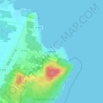 Carte topographique Hörvik, altitude, relief