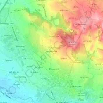 Carte topographique La Guillaumière, altitude, relief