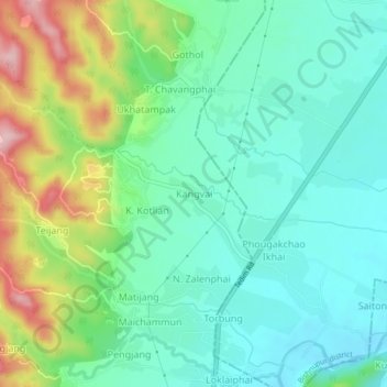 Carte topographique Kangvai, altitude, relief