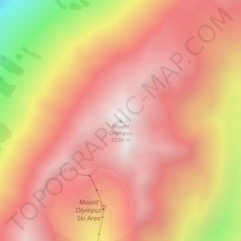 Carte topographique Mount Olympus, altitude, relief
