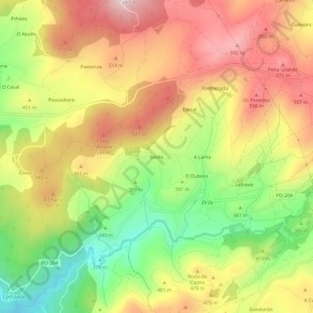 Carte topographique Souto, altitude, relief