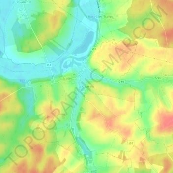 Carte topographique Le Moutherot, altitude, relief