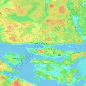 Carte topographique Strömma, altitude, relief