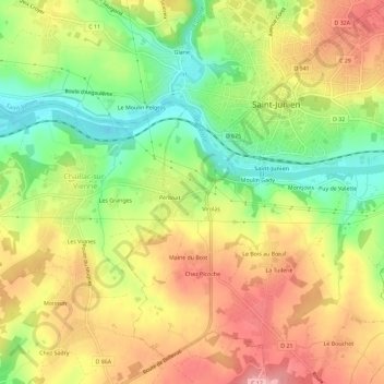 Carte topographique Codille, altitude, relief