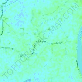 Carte topographique Luddington, altitude, relief
