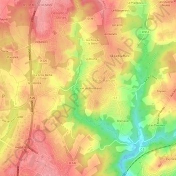Carte topographique Le Guet du Marchand, altitude, relief