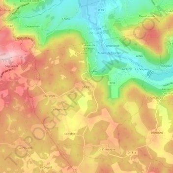 Carte topographique Chaleil, altitude, relief