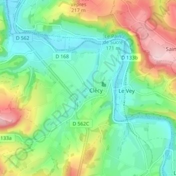Carte topographique Le Poncet, altitude, relief