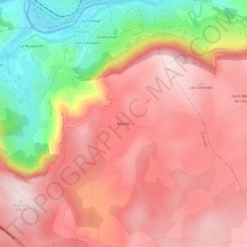 Carte topographique Brunas, altitude, relief