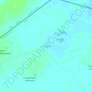 Carte topographique Diengué, altitude, relief