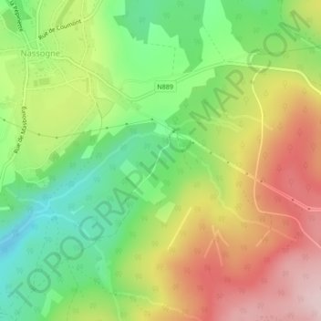 Carte topographique Flamande, altitude, relief