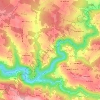 Carte topographique Charoncle, altitude, relief