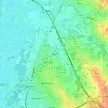 Carte topographique La Teppe, altitude, relief