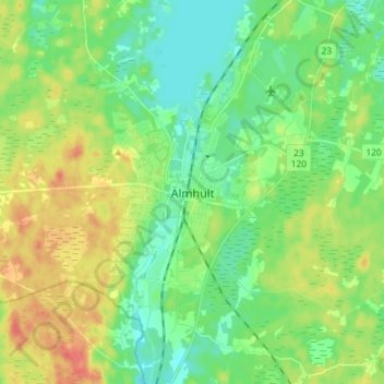 Carte topographique Älmhult, altitude, relief