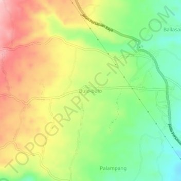 Carte topographique Bulo-bulo, altitude, relief