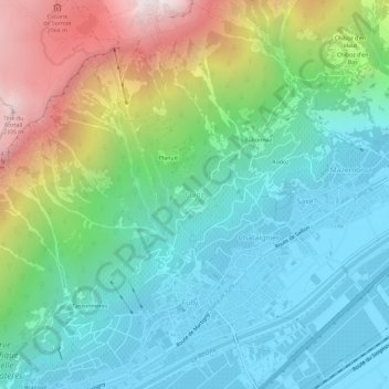 Carte topographique Euloz, altitude, relief