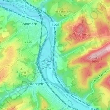 Carte topographique Gedern, altitude, relief