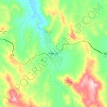 Carte topographique Adelong, altitude, relief