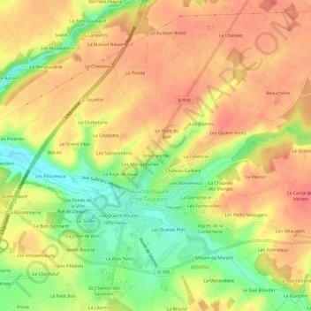 Carte topographique Villefranche, altitude, relief